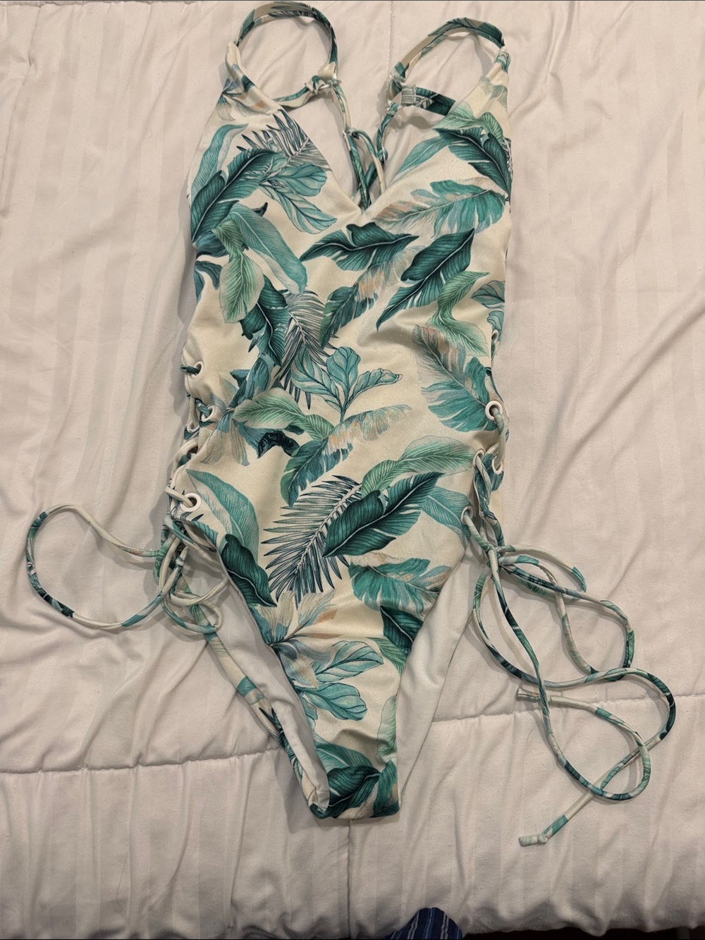 Tropical Leaf One-Piece Swimsuit - Green Leaf Print